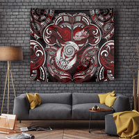 New Zealand Aotearoa Rugby Tapestry Maori Fern Tattoo Art DT02 Red - Polynesian Pride