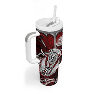 New Zealand Aotearoa Rugby Tumbler With Handle Maori Fern Tattoo Art DT02 - Polynesian Pride