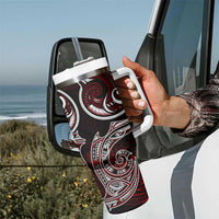 New Zealand Aotearoa Rugby Tumbler With Handle Maori Fern Tattoo Art DT02 - Polynesian Pride
