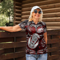 Personalized New Zealand Aotearoa Rugby Women Polo Shirt Maori Fern Tattoo Art