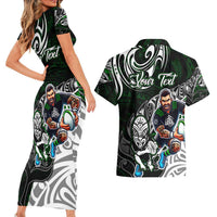 Personalized NZ Aotearoa Rugby Couples Matching Short Sleeve Bodycon Dress and Hawaiian Shirt New Zealand Silver Fern DT02 - Polynesian Pride