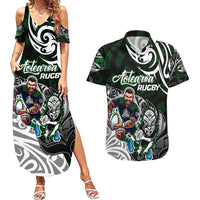 Personalized NZ Aotearoa Rugby Couples Matching Summer Maxi Dress and Hawaiian Shirt New Zealand Silver Fern DT02 Green - Polynesian Pride