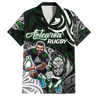 Personalized NZ Aotearoa Rugby Family Matching Summer Maxi Dress and Hawaiian Shirt New Zealand Silver Fern DT02 Dad's Shirt - Short Sleeve Green - Polynesian Pride