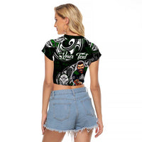 Personalized NZ Aotearoa Rugby Raglan Cropped T Shirt New Zealand Silver Fern