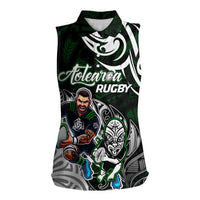 Personalized NZ Aotearoa Rugby Women Sleeveless Polo Shirt New Zealand Silver Fern DT02 Female Green - Polynesian Pride