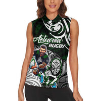 Personalized NZ Aotearoa Rugby Women Sleeveless Polo Shirt New Zealand Silver Fern DT02 - Polynesian Pride
