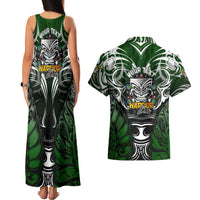 Personalised Warriors Maori Darts Couples Matching Tank Maxi Dress and Hawaiian Shirt New Zealand Darts Silver Fern DT02 - Polynesian Pride