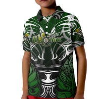 Personalised Warriors Maori Darts Kid Polo Shirt New Zealand Darts Silver Fern DT02 Kid Green - Polynesian Pride