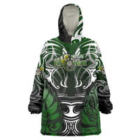 Personalised Warriors Maori Darts Wearable Blanket Hoodie New Zealand Darts Silver Fern DT02 One Size Green - Polynesian Pride