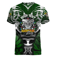 Personalised Warriors Maori Darts Women V-Neck T-Shirt New Zealand Darts Silver Fern DT02 - Polynesian Pride