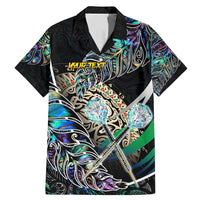 Personalised New Zealand Darts Family Matching Mermaid Dress and Hawaiian Shirt NZ Paua Shell Maori Fern DT02 Dad's Shirt - Short Sleeve Black - Polynesian Pride