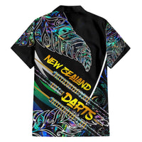 Personalised New Zealand Darts Family Matching Off The Shoulder Long Sleeve Dress and Hawaiian Shirt NZ Paua Shell Maori Fern DT02 - Polynesian Pride