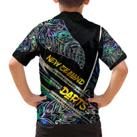 Personalised New Zealand Darts Family Matching Tank Maxi Dress and Hawaiian Shirt NZ Paua Shell Maori Fern DT02 - Polynesian Pride