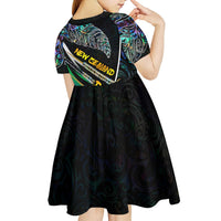 Personalised New Zealand Darts Kid Short Sleeve Dress NZ Paua Shell Maori Fern DT02 - Polynesian Pride