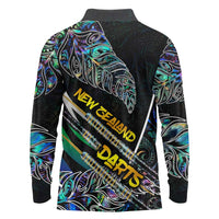 Personalised New Zealand Darts Long Sleeve Polo Shirt NZ Paua Shell Maori Fern DT02 - Polynesian Pride
