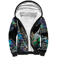 Personalised New Zealand Darts Sherpa Hoodie NZ Paua Shell Maori Fern DT02 Unisex Black - Polynesian Pride