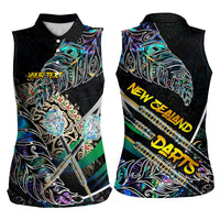 Personalised New Zealand Darts Women Sleeveless Polo Shirt NZ Paua Shell Maori Fern DT02 - Polynesian Pride