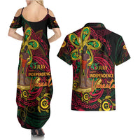 Custom Vanuatu 45th Independence Anniversary Couples Matching Summer Maxi Dress and Hawaiian Shirt Flower Melanesian Namele Turtle - Polynesian Pride