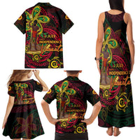 Custom Vanuatu 45th Independence Anniversary Family Matching Tank Maxi Dress and Hawaiian Shirt Flower Melanesian Namele Turtle DT02 - Polynesian Pride