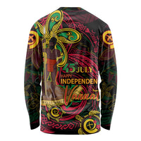Custom Vanuatu 45th Independence Anniversary Long Sleeve Shirt Flower Melanesian Namele Turtle - Polynesian Pride