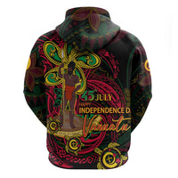 Custom Vanuatu 45th Independence Anniversary Zip Hoodie Flower Melanesian Namele Turtle - Polynesian Pride