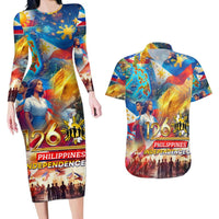 Custom The Philippines 126th Independence Anniversary Couples Matching Long Sleeve Bodycon Dress and Hawaiian Shirt Art Style DT02 Art - Polynesian Pride