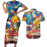 Custom The Philippines 126th Independence Anniversary Couples Matching Short Sleeve Bodycon Dress and Hawaiian Shirt Art Style DT02 Art - Polynesian Pride