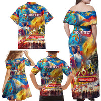 Custom The Philippines 126th Independence Anniversary Family Matching Off Shoulder Maxi Dress and Hawaiian Shirt Art Style DT02 - Polynesian Pride