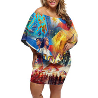 Custom The Philippines 126th Independence Anniversary Family Matching Off Shoulder Short Dress and Hawaiian Shirt Art Style DT02 Mom's Dress Art - Polynesian Pride
