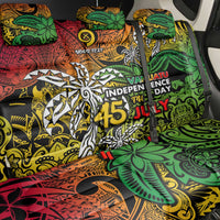 Personalized Vanuatu 45th Independence Anniversary Back Car Seat Cover Melanesian Pattern Reggae - Polynesian Pride
