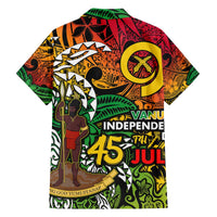 Personalized Vanuatu 45th Independence Anniversary Family Matching Off The Shoulder Long Sleeve Dress and Hawaiian Shirt Melanesian Pattern Reggae DT02 - Polynesian Pride