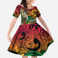 Personalized Vanuatu 45th Independence Anniversary Family Matching Short Sleeve Bodycon Dress and Hawaiian Shirt Melanesian Pattern Reggae DT02 Daughter's Dress Art - Polynesian Pride