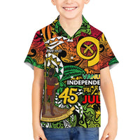 Personalized Vanuatu 45th Independence Anniversary Family Matching Short Sleeve Bodycon Dress and Hawaiian Shirt Melanesian Pattern Reggae DT02 Son's Shirt Art - Polynesian Pride