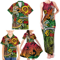 Personalized Vanuatu 45th Independence Anniversary Family Matching Tank Maxi Dress and Hawaiian Shirt Melanesian Pattern Reggae DT02 - Polynesian Pride