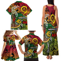 Personalized Vanuatu 45th Independence Anniversary Family Matching Tank Maxi Dress and Hawaiian Shirt Melanesian Pattern Reggae DT02 - Polynesian Pride