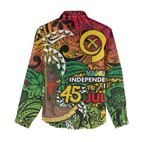 Personalized Vanuatu 45th Independence Anniversary Women Casual Shirt Melanesian Pattern Reggae - Polynesian Pride