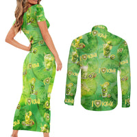 I Love Kiwi Couples Matching Short Sleeve Bodycon Dress and Long Sleeve Button Shirt New Zealand Kiwi Fruit Summer Cocktail DT02 - Polynesian Pride