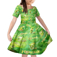 I Love Kiwi Family Matching Off Shoulder Maxi Dress and Hawaiian Shirt New Zealand Kiwi Fruit Summer Cocktail DT02 Daughter's Dress Green - Polynesian Pride
