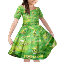 I Love Kiwi Kid Short Sleeve Dress New Zealand Kiwi Fruit Summer Cocktail DT02 KID Green - Polynesian Pride