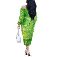 I Love Kiwi Off The Shoulder Long Sleeve Dress New Zealand Kiwi Fruit Summer Cocktail DT02 - Polynesian Pride