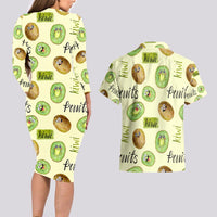 Kiwi Cute Humorous Couples Matching Long Sleeve Bodycon Dress and Hawaiian Shirt New Zealand Fruit DT02 - Polynesian Pride