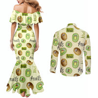 Kiwi Cute Humorous Couples Matching Mermaid Dress and Long Sleeve Button Shirt New Zealand Fruit DT02 - Polynesian Pride