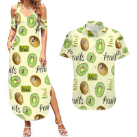 Kiwi Cute Humorous Couples Matching Summer Maxi Dress and Hawaiian Shirt New Zealand Fruit DT02 Yellow - Polynesian Pride