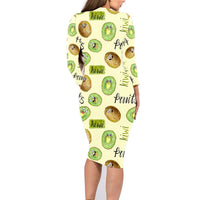 Kiwi Cute Humorous Family Matching Long Sleeve Bodycon Dress and Hawaiian Shirt New Zealand Fruit DT02 - Polynesian Pride
