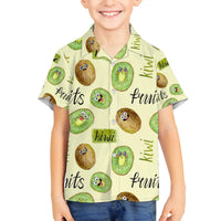 Kiwi Cute Humorous Family Matching Off The Shoulder Long Sleeve Dress and Hawaiian Shirt New Zealand Fruit DT02 Son's Shirt Yellow - Polynesian Pride