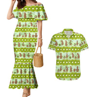 New Zealand Kiwi Fruit Witty Kiwi Bird Couples Matching Mermaid Dress and Hawaiian Shirt DT02 Green - Polynesian Pride