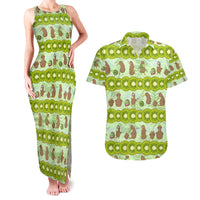 New Zealand Kiwi Fruit Witty Kiwi Bird Couples Matching Tank Maxi Dress and Hawaiian Shirt DT02 Green - Polynesian Pride