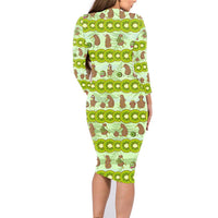 New Zealand Kiwi Fruit Witty Kiwi Bird Family Matching Long Sleeve Bodycon Dress and Hawaiian Shirt DT02 - Polynesian Pride