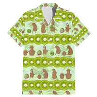New Zealand Kiwi Fruit Witty Kiwi Bird Family Matching Mermaid Dress and Hawaiian Shirt DT02 Dad's Shirt - Short Sleeve Green - Polynesian Pride