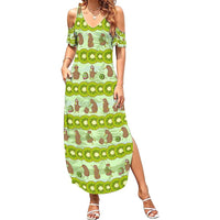 New Zealand Kiwi Fruit Witty Kiwi Bird Family Matching Summer Maxi Dress and Hawaiian Shirt DT02 Mom's Dress Green - Polynesian Pride